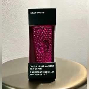 Starbucks Cold Cup Ornament Key Chain in Chrome Sangria